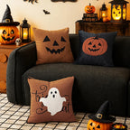 Square Accent Pillow Embroidered Ghost Bouclé Fleece Removable Cover