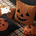 Square Accent Pillow Embroidered Ghost Bouclé Fleece Removable Cover