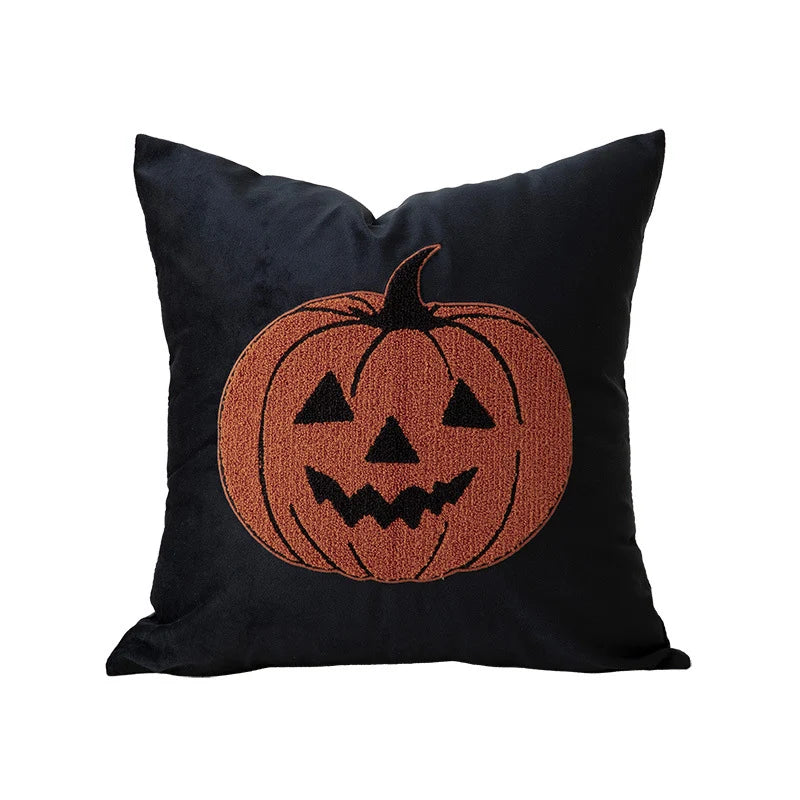 Square Accent Pillow Embroidered Ghost Bouclé Fleece Removable Cover