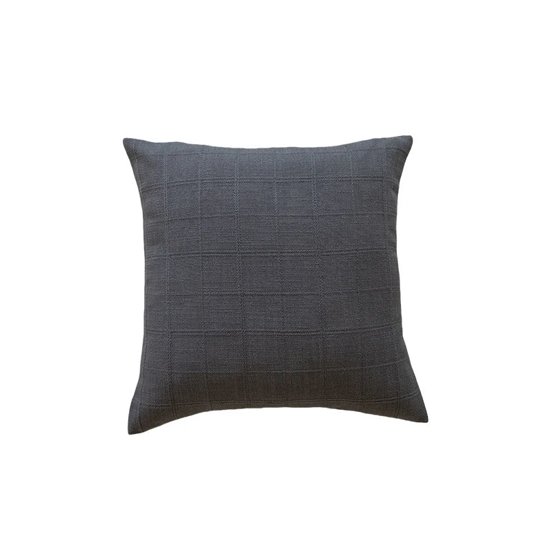 Square Accent Pillow Grid Texture Polyester-Cotton Removable Cover