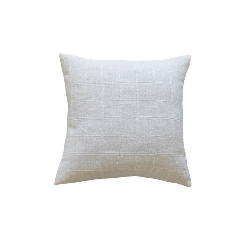 Square Accent Pillow Grid Texture Polyester-Cotton Removable Cover