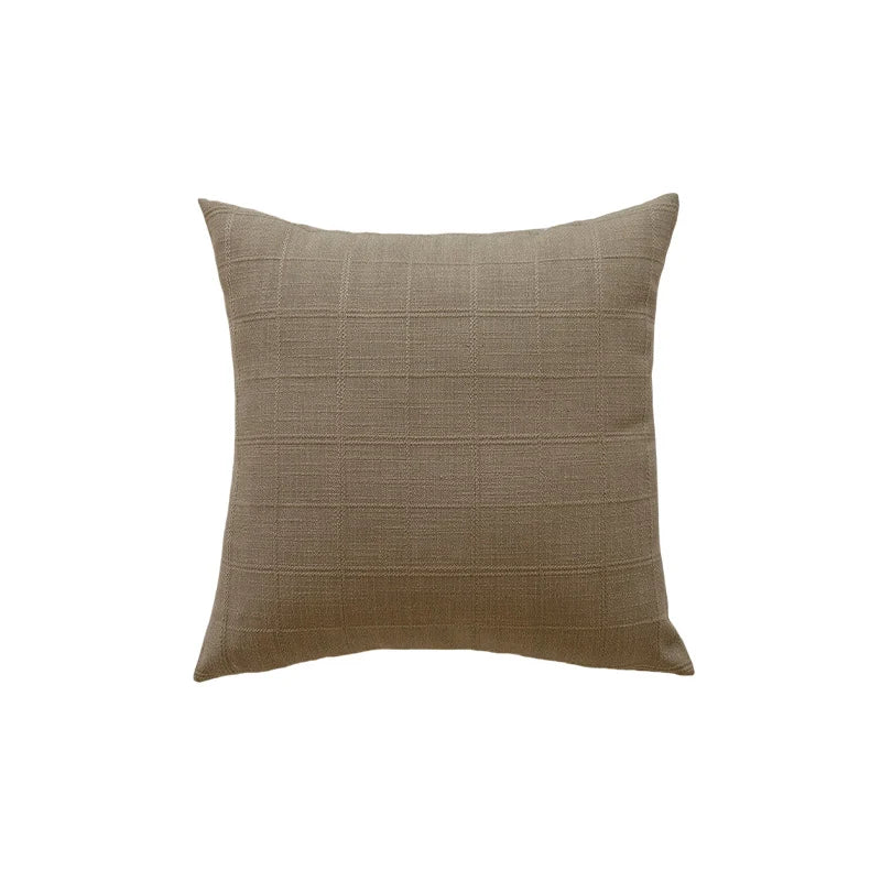 Square Accent Pillow Grid Texture Polyester-Cotton Removable Cover