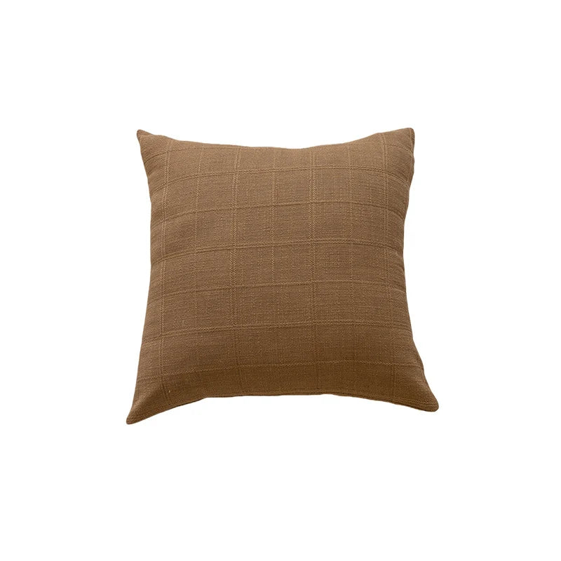 Square Accent Pillow Grid Texture Polyester-Cotton Removable Cover