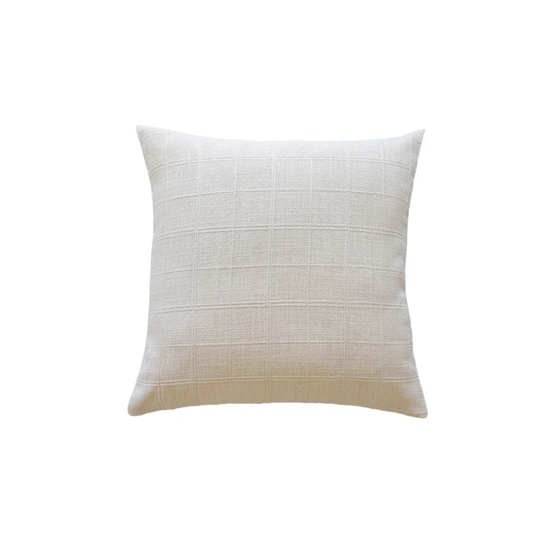 Square Accent Pillow Grid Texture Polyester-Cotton Removable Cover