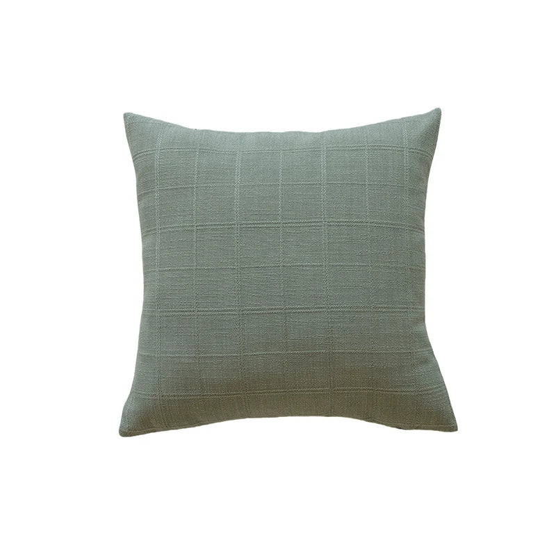 Square Accent Pillow Grid Texture Polyester-Cotton Removable Cover