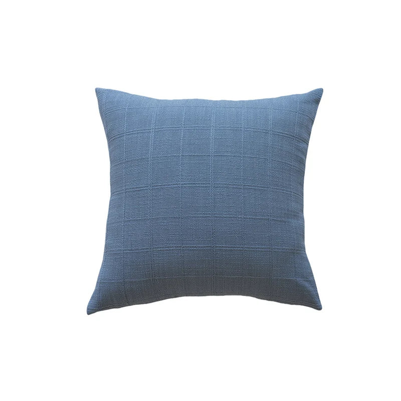 Square Accent Pillow Grid Texture Polyester-Cotton Removable Cover