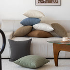 Square Accent Pillow Grid Texture Polyester-Cotton Removable Cover