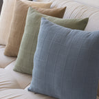 Square Accent Pillow Grid Texture Polyester-Cotton Removable Cover