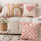 Square Accent Pillow Hand-Tufted Cotton & Tassels