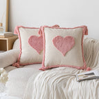 Square Accent Pillow Hand-Tufted Cotton & Tassels
