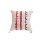 Square Accent Pillow Handloom Cotton Embroidered Tassels