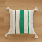 Square Accent Pillow Handloom Cotton Embroidered Tassels