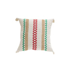 Square Accent Pillow Handloom Cotton Embroidered Tassels