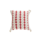 Square Accent Pillow Handloom Cotton Embroidered Tassels