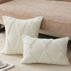 Square Accent Pillow Tufted Triangle & Bouclé Removable Cover