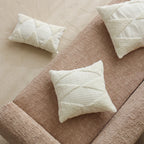 Square Accent Pillow Tufted Triangle & Bouclé Removable Cover