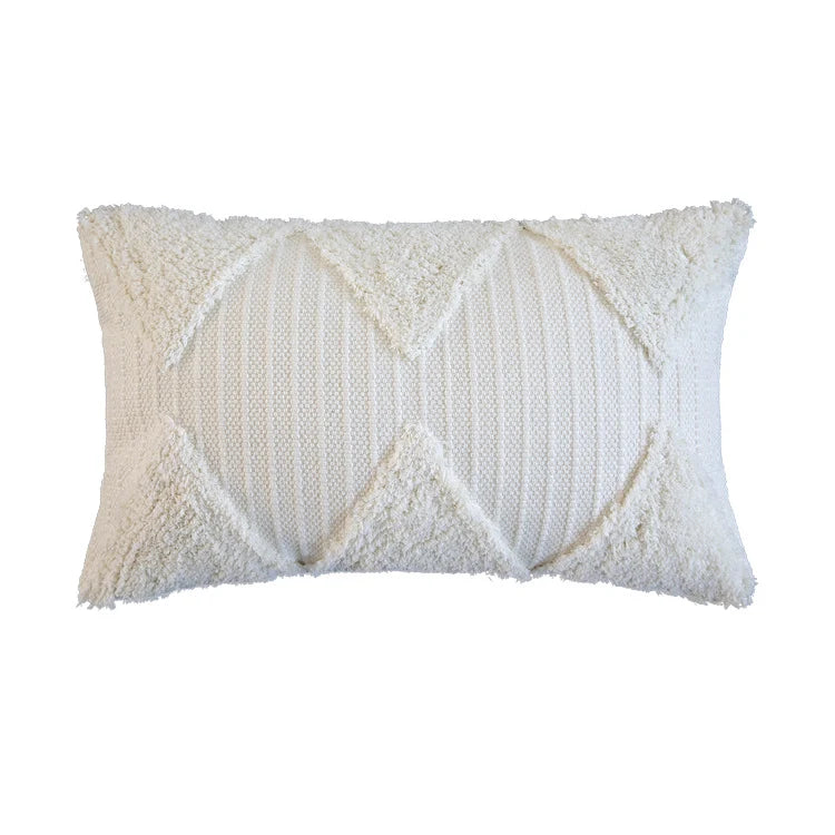 Square Accent Pillow Tufted Triangle & Bouclé Removable Cover