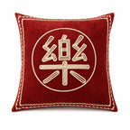 Square Accent Pillow Velvet Embroidered Pom-Pom Trim Removable Cover