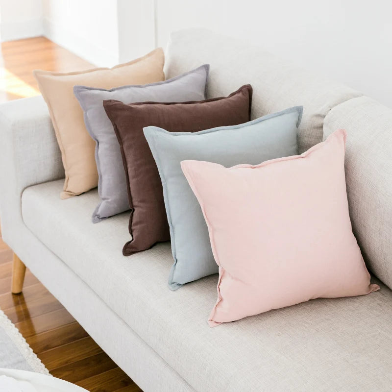 Square Cushion Cover 45x45cm Cotton-Linen Pigment-Dyed Concealed Zipper