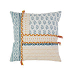 Square Cushion Cover Block Print Braided Tassels