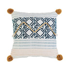 Square Cushion Cover Block Print Braided Tassels