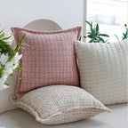 Square Cushion Cover Bouclé Piped Edge Machine Washable