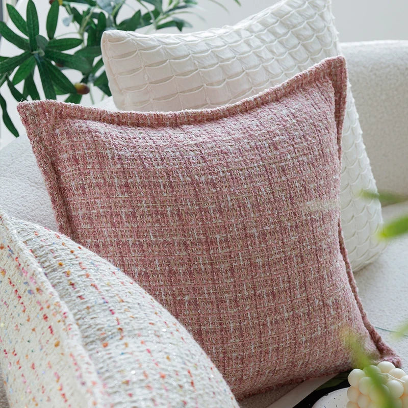 Square Cushion Cover Bouclé Piped Edge Machine Washable