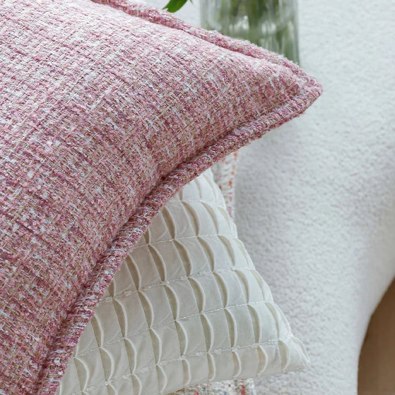 Square Cushion Cover Bouclé Piped Edge Machine Washable
