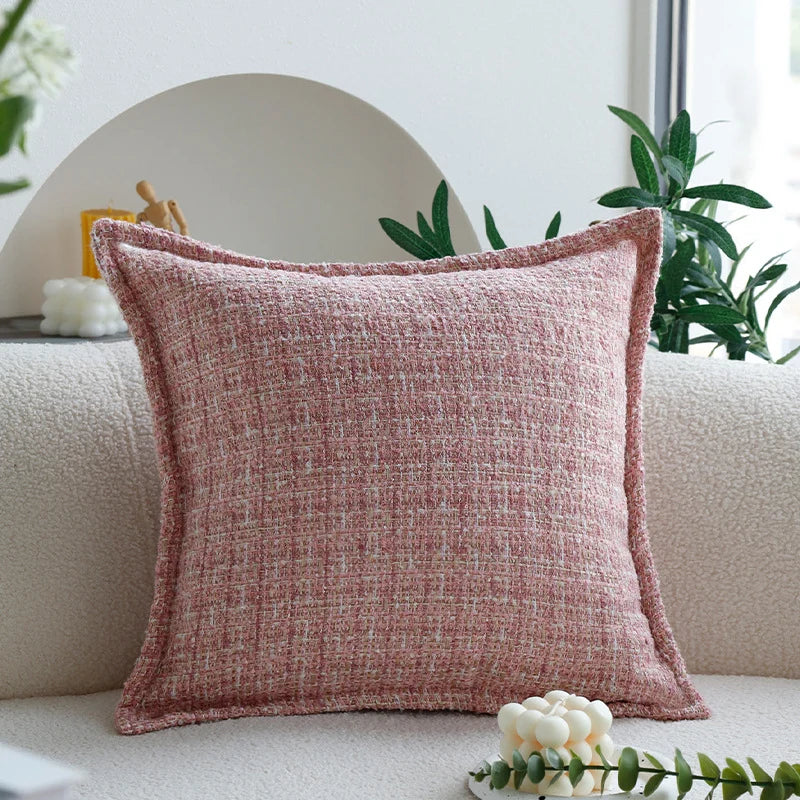 Square Cushion Cover Bouclé Piped Edge Machine Washable
