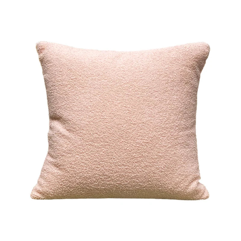 Square Cushion Cover Bouclé Teddy Texture & Concealed Zipper