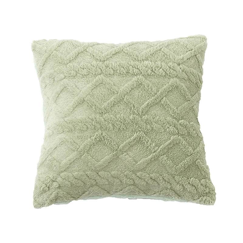 Square Cushion Cover Bouclé Teddy Texture & Concealed Zipper