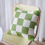 Square Cushion Cover Checkered Chenille Concealed Zipper