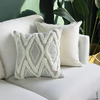 Square Cushion Cover Chenille Tufted Diamond Texture Cotton Blend