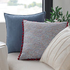 Square Cushion Cover Cotton Blend Herringbone Piped Edge