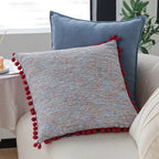 Square Cushion Cover Cotton Blend Herringbone Piped Edge