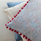 Square Cushion Cover Cotton Blend Herringbone Piped Edge