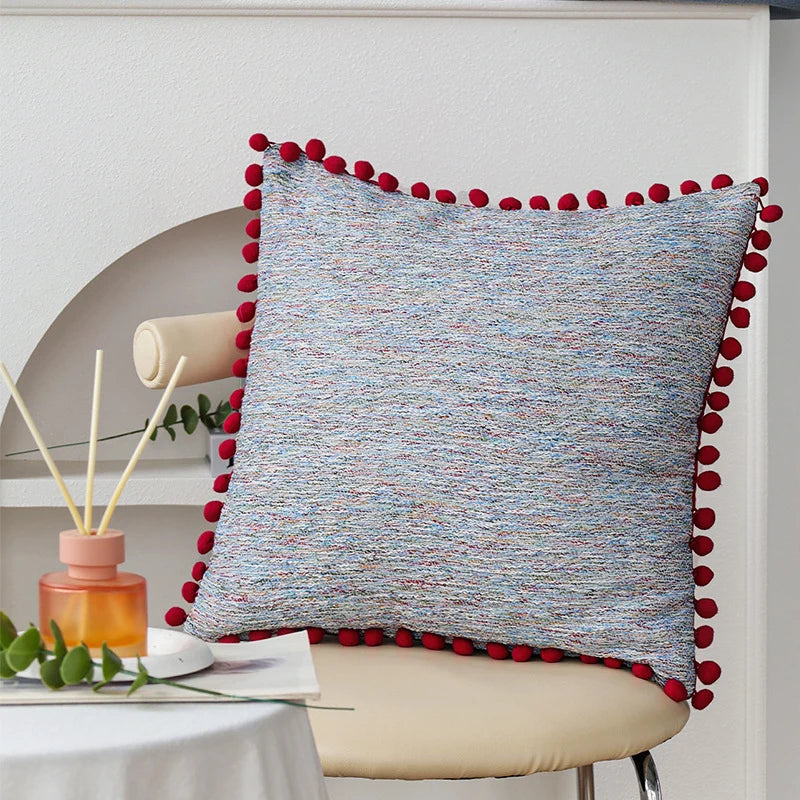 Square Cushion Cover Cotton Blend Herringbone Piped Edge