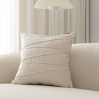 Square Cushion Cover Cotton Blend Herringbone Piped Edge