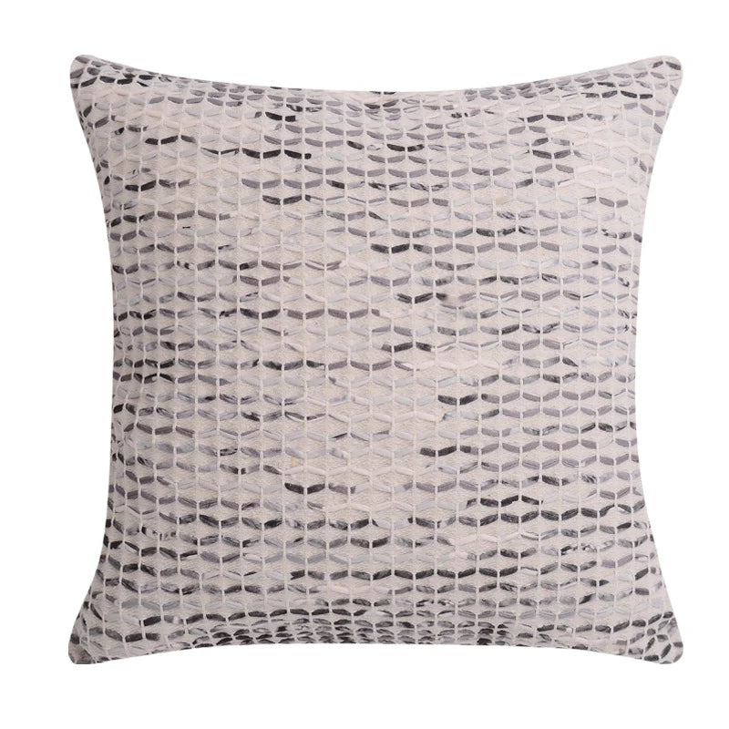 Square Cushion Cover Cotton-Linen Tufted Stripes & Bouclé Accents