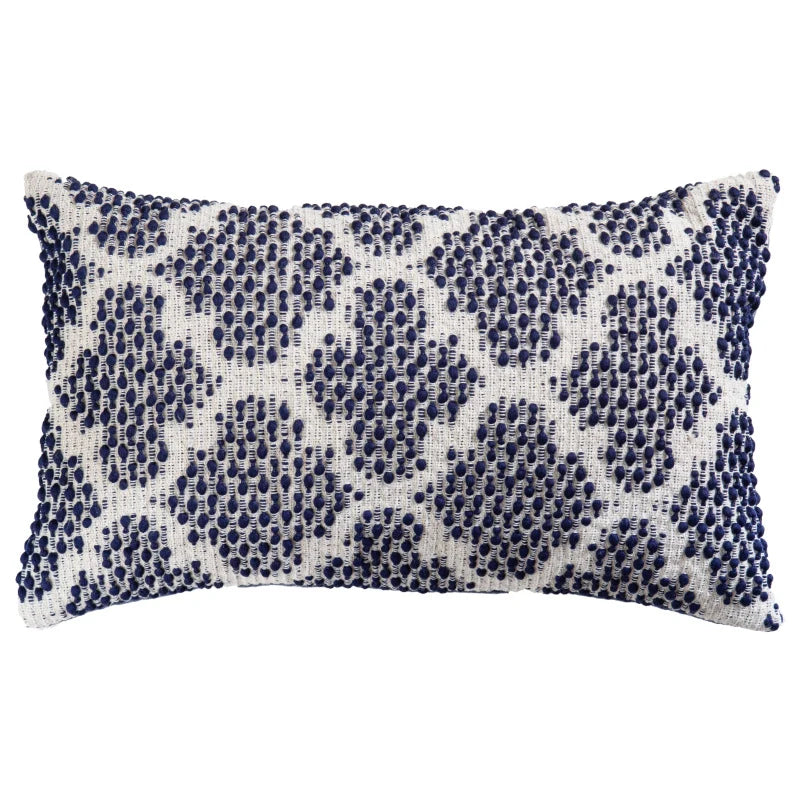 Square Cushion Cover Cotton-Linen Tufted Stripes & Bouclé Accents