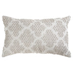 Square Cushion Cover Cotton-Linen Tufted Stripes & Bouclé Accents