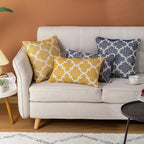 Square Cushion Cover Cotton-Linen Tufted Stripes & Bouclé Accents