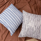 Square Cushion Cover Cotton-Linen Tufted Stripes & Bouclé Accents