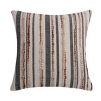 Square Cushion Cover Cotton-Linen Tufted Stripes & Bouclé Accents