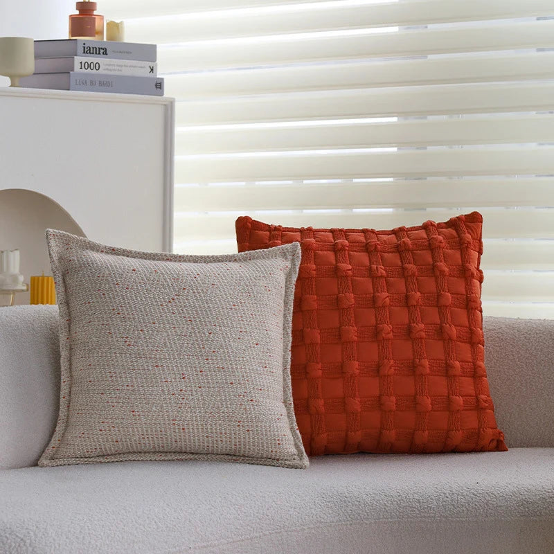 Square Cushion Cover Embossed Cotton Blend Concealed Zipper