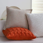 Square Cushion Cover Embossed Cotton Blend Concealed Zipper