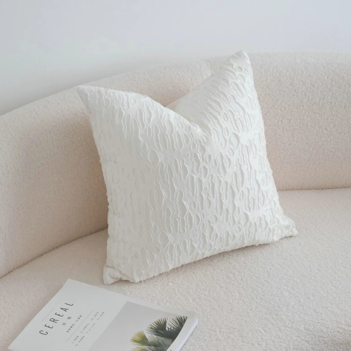 Square Cushion Cover Embossed Cotton Blend Concealed Zipper