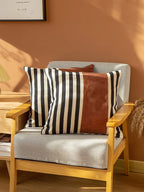 Square Cushion Cover Faux Leather Concealed Zipper 18x18in