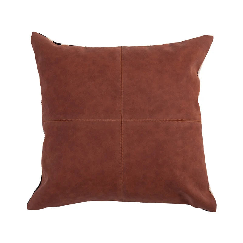 Square Cushion Cover Faux Leather Concealed Zipper 18x18in