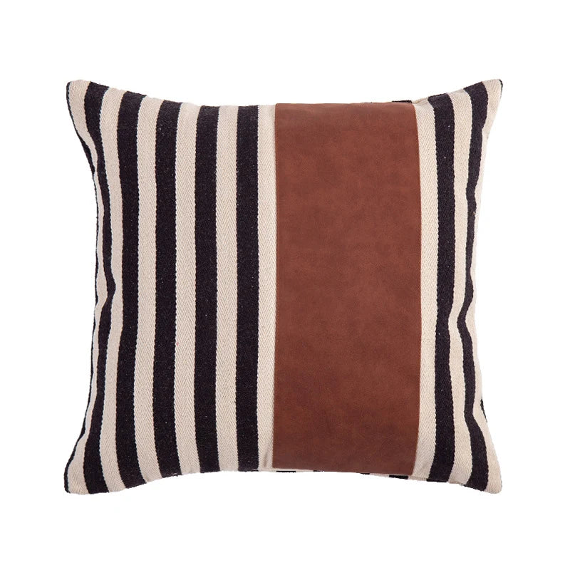Square Cushion Cover Faux Leather Concealed Zipper 18x18in